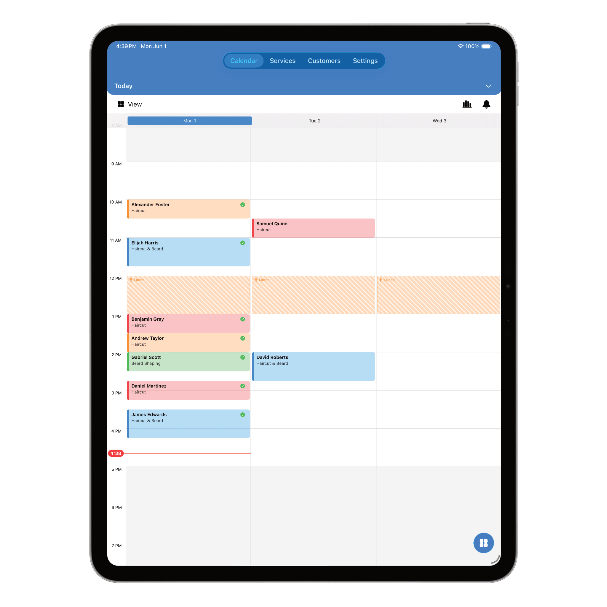 Nextil calendar view on iPad