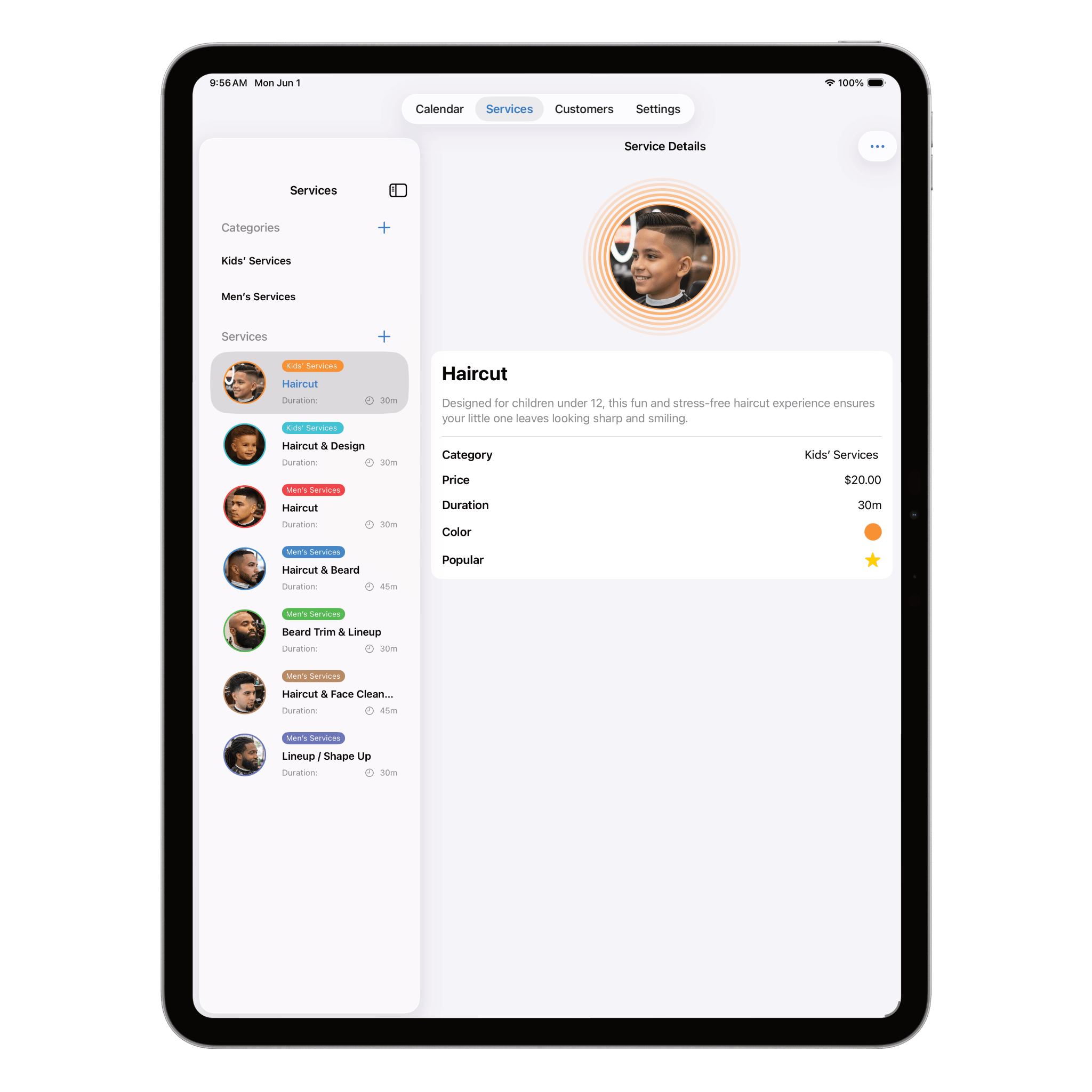 Nextil services and pricing management on iPad